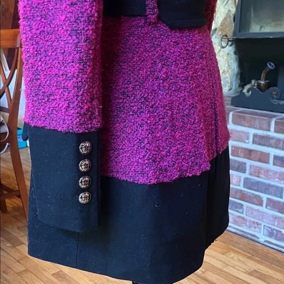 Black Rivet Fuchsia and Black Button Down Coat - Picture 8 of 13
